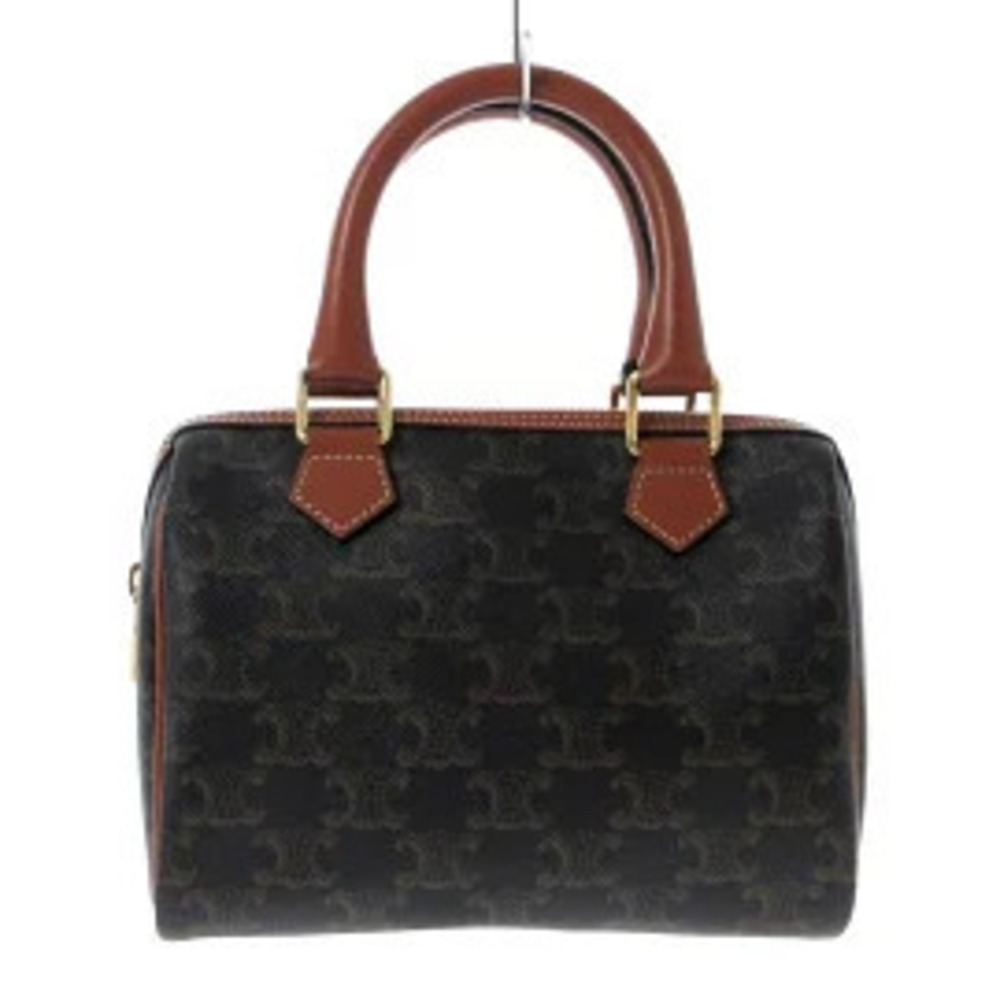 Celine Boston Handbag Dark Brown x Triomphe Canvas Curse Skin